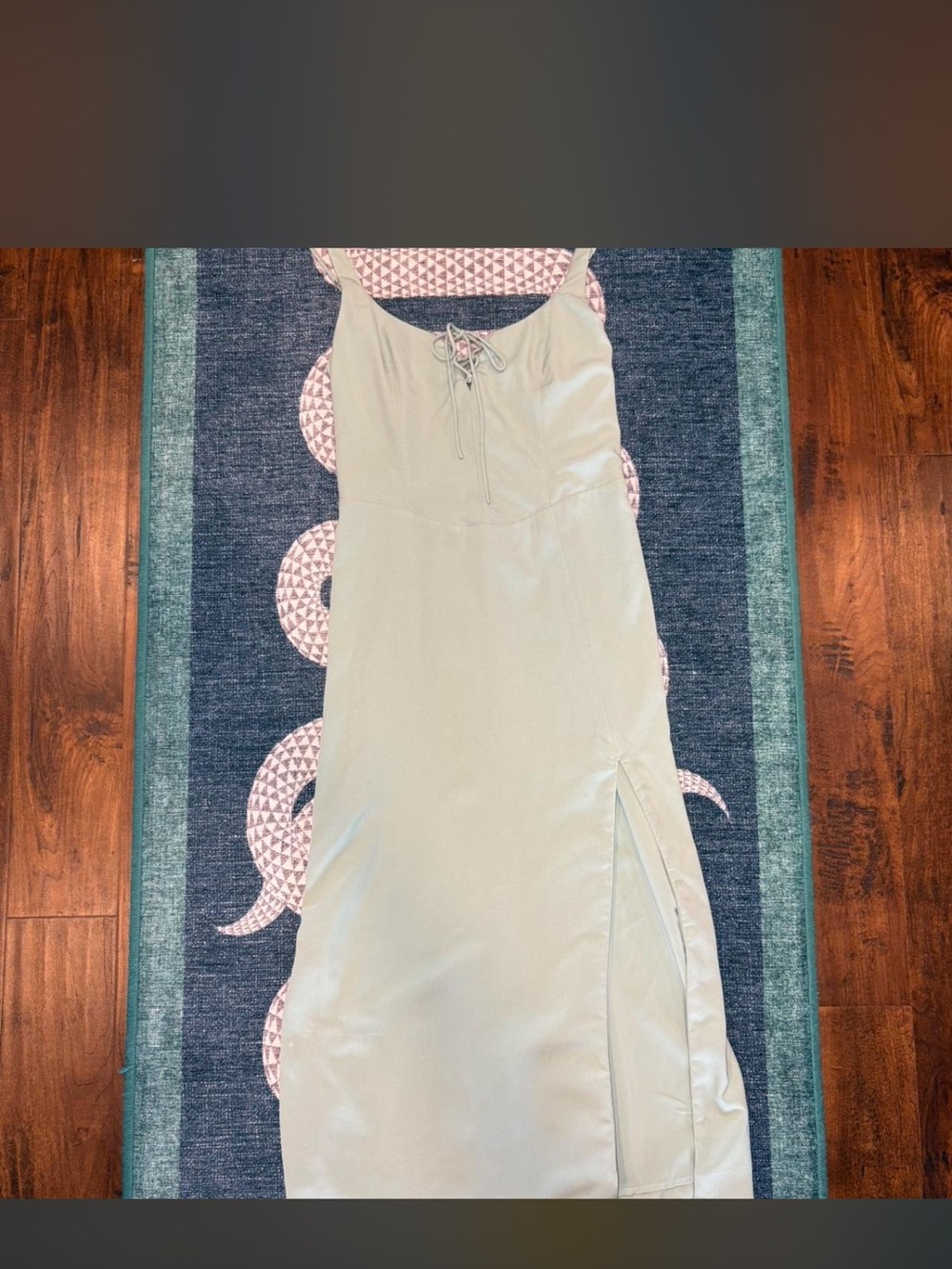Abercrombie & Fitch Light Sage Slip Maxi Dress with Lace-Up